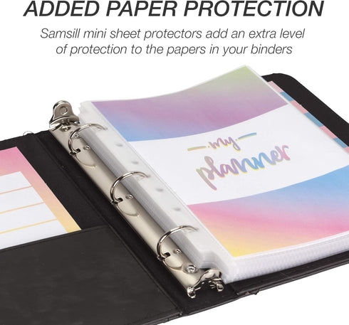 Samsill Vintage Hardback Mini 3 Ring Binder, Black Leather, Professional Organizer, 1 Inch, 5.5 x 8.5, Faux Leather