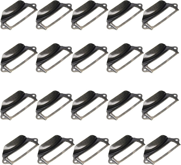 Yinpecly 20Pcs Vintage Iron Label Holder Pull Handles, Bronze Tone Drawer Knobs for Cabinet Cupboard Dresser Drawer