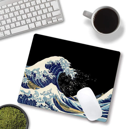 Mouse Pad - Japanese Sea Wave Design, Washable Square Cloth Mousepad for Gaming Office Laptop, Non-Slip