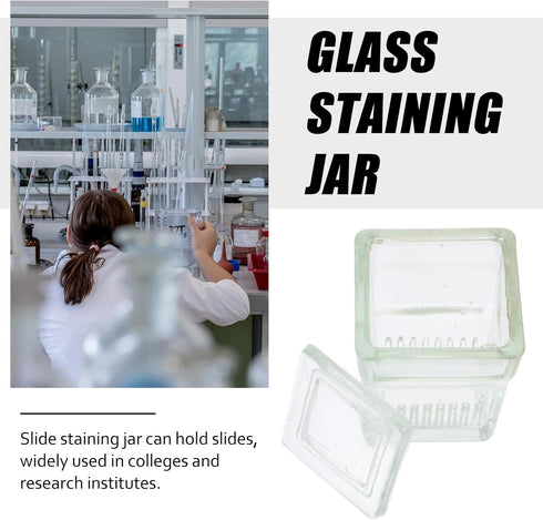 ULTECHNOVO 2 Pcs Glass Staining Jar Laboratory Material, 9-Slide Staining Tank with Lids