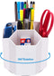 Desk Pencil Pen Holder, 360-Degree Rotating 5 Grid Organizer for Desktop Storage, Home, Office, School, Kids, White