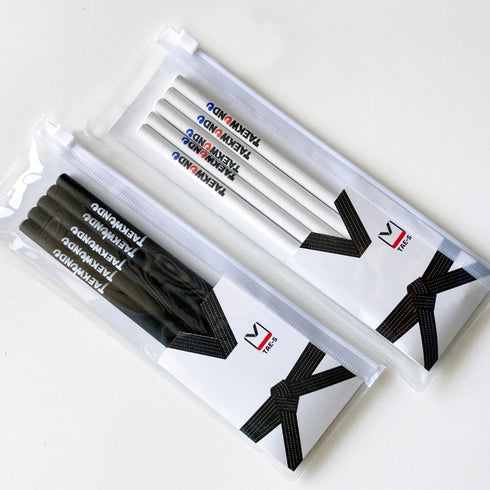 Taekwondo Pencils HB Wood Cased with Clear PVC Pencil Case, Gift Idea for Martial Arts Students (30 Count)