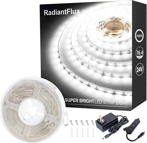 White Led Strip Lights for Bedroom Small Dimmable LED Lights Strip 16.4ft