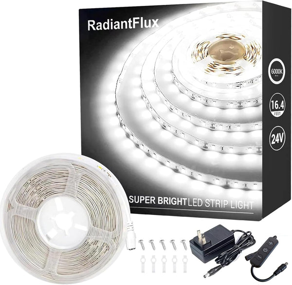 White Led Strip Lights for Bedroom Small Dimmable LED Lights Strip 16.4ft