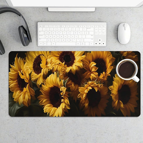 HFDSIFBUJ 12"24",Large Sunflower Bouquet Yellow Flowers Desk Mat Non-Slip Rubber Unsealed Edges Mouse Pad for Office