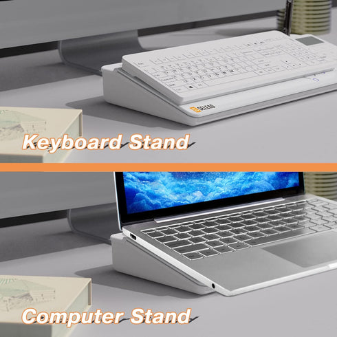SELEAD Desktop Glass Whiteboard with Calculator & Built-in Mirror, Dry Erase White Board Computer Pad with Organizer