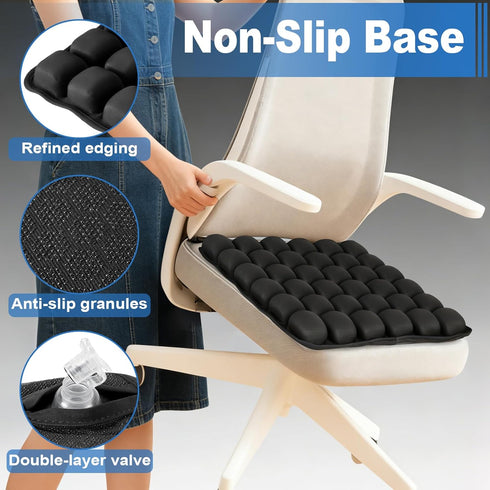 nowcamp (36 Portable Inflatable Seat Cushion, Airplane Travel Cushion Kit with Storage Pouch, Eye Mask & Earplugs, Fits
