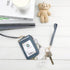 ID Badge Holder with Lanyard Wallet, PU Leather Card Holder with 1 Clear ID Window, 4 Credit Card Slots, Cash Coin Slot