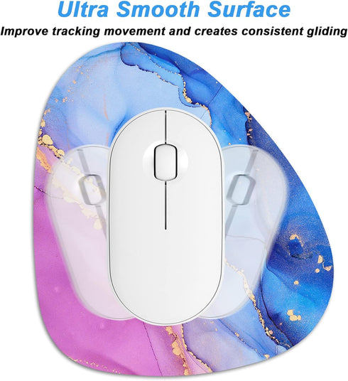 Rimilak Small Mouse Pad, 6 x 7 Inch Irregular Mini Mouse Pad with Non-Slip Rubber Base, Purple Marble