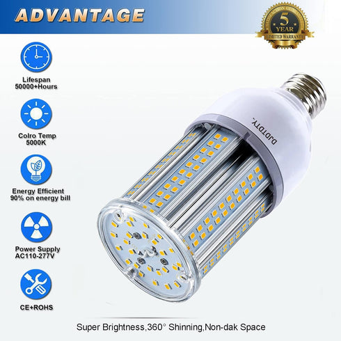 Amazon High Brightness LED Light Bulb, 300W/200W/100W/60W A23 LED Corn Light Bulb, 5000 Lumen 5000K