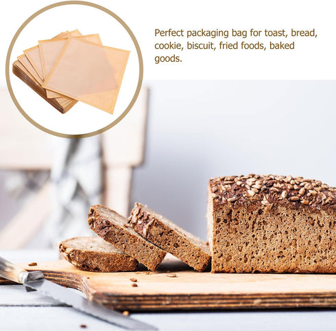 Generic 100pcs 18x19cm Commercial Kraft Paper Bread Bags with Window Oil-proof Sandwich Bags for Bakery and Food