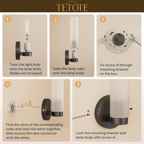 TETOTE Black Wall Sconce Modern Bathroom Wall Light Fixtures Farmhouse Wall Lights with Frosted Glass Shade for Mirror