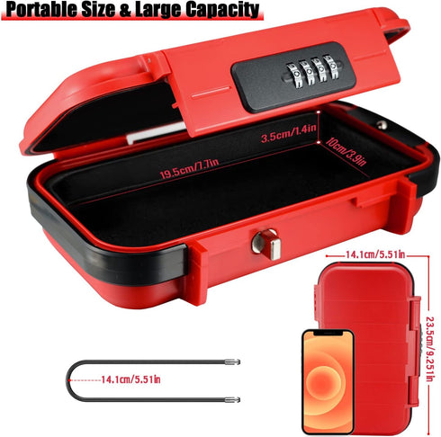 XXL Large Outdoor Waterproof Security Lock Box, Shockproof Travel Safe with Removable Wire Rope, 4-Digit Combination