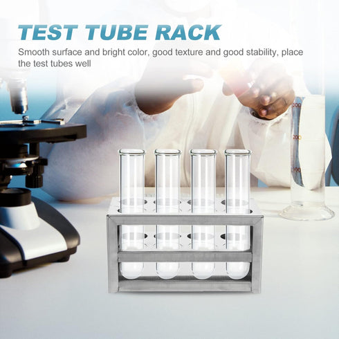 POPETPOP Test Tube Rack - Stainless Steel Sample Tube Holder with 8 Holes for Laboratory Supplies