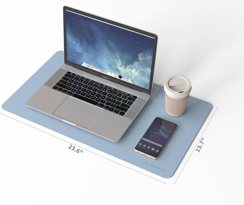RENMTURE PU Mouse Pad, Faux Leather Large Desk Pad - Non-Slip Waterproof Gaming Pad Desk Blotter (Blue)