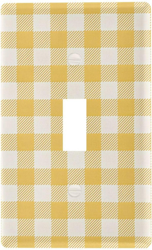 WELLDAY Toggle Light Switch Wall Plates, Butter Yellow Checkered Toggle Switch Wall Plate