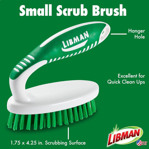 Libman Scrub Brush Kit Three Durable Brushes for Grout, Tile, Bathroom, Kitchen, Family Made in the USA