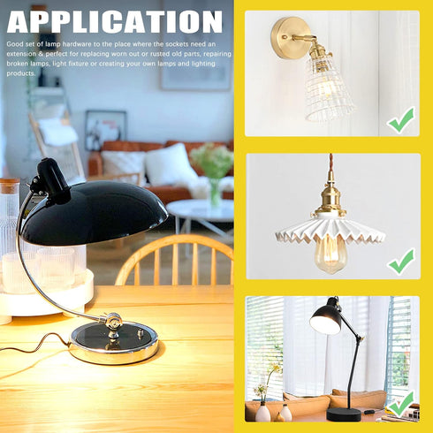 160 Pcs Zinc Coated Lamp Repair Hardware Assortment Set with Washers, Nuts, All Thread Lamp Rod Accessories