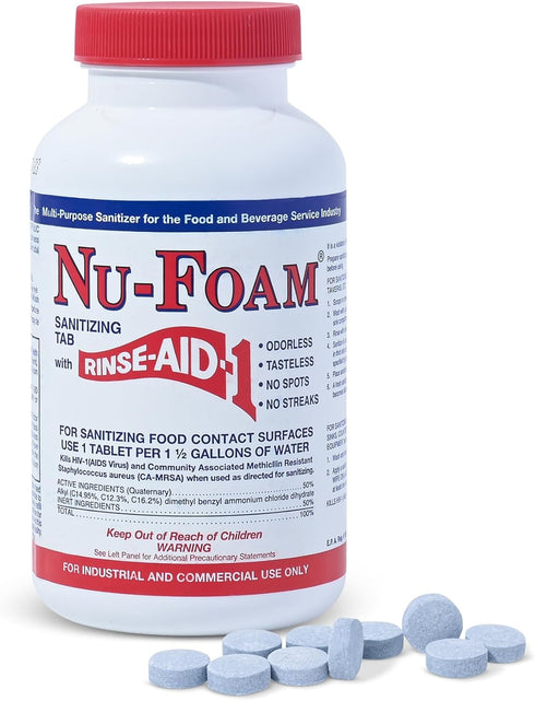 Nu-Foam Sanitizing Tablets for Bar Glassware Superior Rinse Aid - Hand Washing