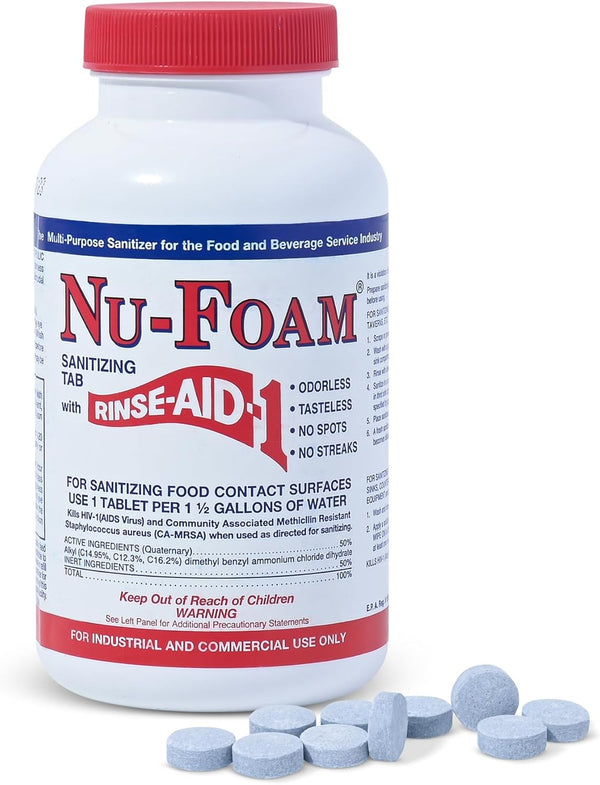 Nu-Foam Sanitizing Tablets for Bar Glassware Superior Rinse Aid - Hand Washing