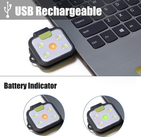 EGUKU Running Light, 2Pack Clip On USB Rechargeable LED Lights for Runners at Night, 4 Light Modes, Small Lightweight