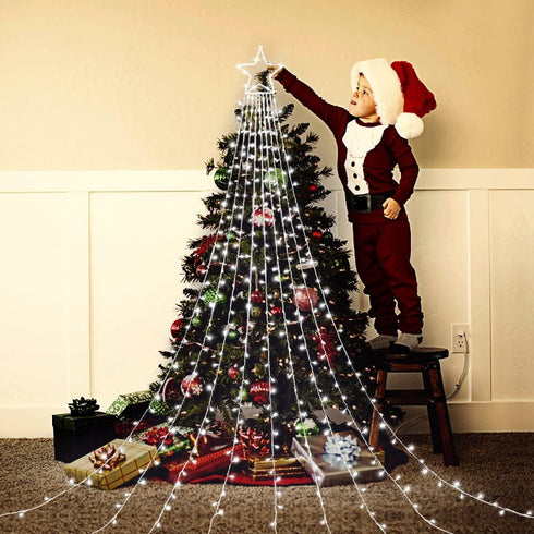 320 8 FUNIAO Outdoor Christmas Star Lights LED Waterfall Christmas Tree Lights Lighting Modes Outdoor Christmas