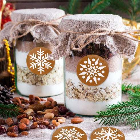CCINEE Snowflake Stickers, Self Adhesive Round Stickers for Christmas Label and Wrapping Supply, 500PCS