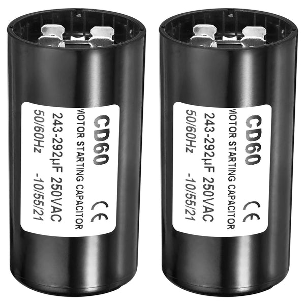 PATIKIL Motor Start Capacitor, 2 Pack 243-292uF/Mfd 250VAC 50/60Hz CD60 for Electric Motor Starting