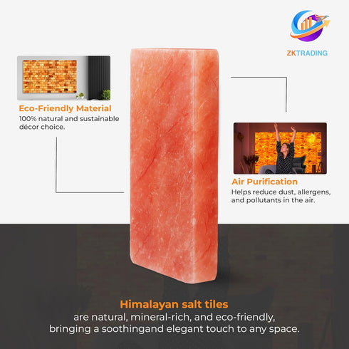 8"x4"x1" Pack 4 2.5 lbs Himalayan Pink Salt Tiles & Bricks - for Spa, Sauna, of Salt Bricks for Salt Wall, Salt Blocks
