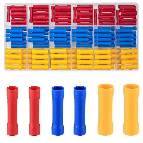 150 Pcs Electrical Butt Connectors Kit, Assorted Insulated Electrical Straight Wire Terminal Connectors