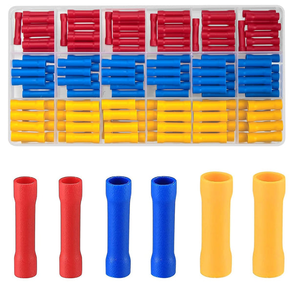 150 Pcs Electrical Butt Connectors Kit, Assorted Insulated Electrical Straight Wire Terminal Connectors