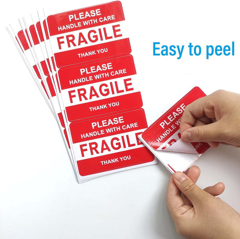 Fragile Stickers, Vinyl Laminated for Shipping Packing, Weather Resistant UV Protected, Removable, 50 Labels (2.5x3.5