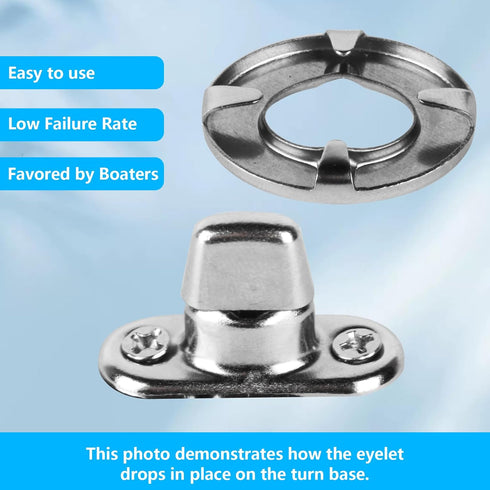 12 Sets Marine Grade Twist Lock Fasteners, Nickel Plated Turn Button Fasteners for Boats RVs with 24 Screws