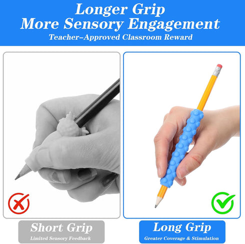KFHENSOMR 4 Pack Sensory Pen Grips for Quiet Classroom Fidget Toys - Textured Silicone ADHD & Autism Calming Tools