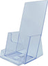 YOUNI (2 Pack) 4" Wide Tri-Fold Brochure with Business Card Holder - Clear Acrylic Counter-top Organizer