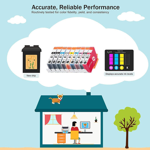 Set of 9 Compatible Cartlee High Yield Ink Cartridges Replacement for Canon CLI-42 PIXMA PRO-100 Pro100 100 100S CLI 42