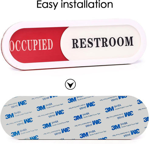 Vacant Occupied Sign for Home Office, Hotels, Hospital Restroom, Slider Door Sign (6.69'' x 1.96'')