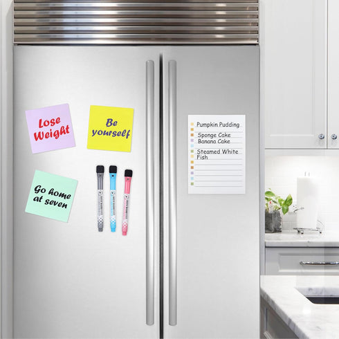 Yoption 3pcs Dry Erase to Do List: 5''x7'', 8pcs Dry Erase Sticky Notes 4''x4'', Set of 14 for Reusable Planning