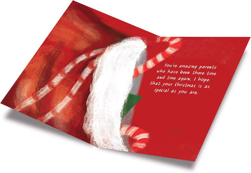 Prime Greetings Christmas Card for Mom and Dad, Eco-Friendly, Packaged in Protective Mailer