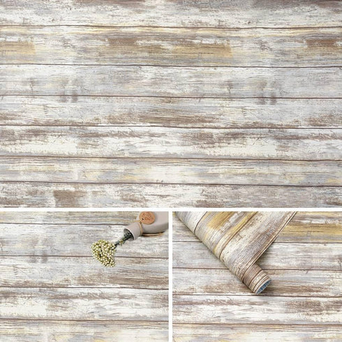 Arthome Rustic Wood Contact Paper, Peel and Stick Self-Adhesive Wallpaper for Countertop Cabinets, Easy to Clean
