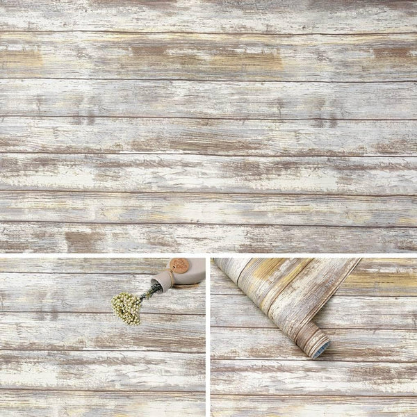 Arthome Rustic Wood Contact Paper, Peel and Stick Self-Adhesive Wallpaper for Countertop Cabinets, Easy to Clean
