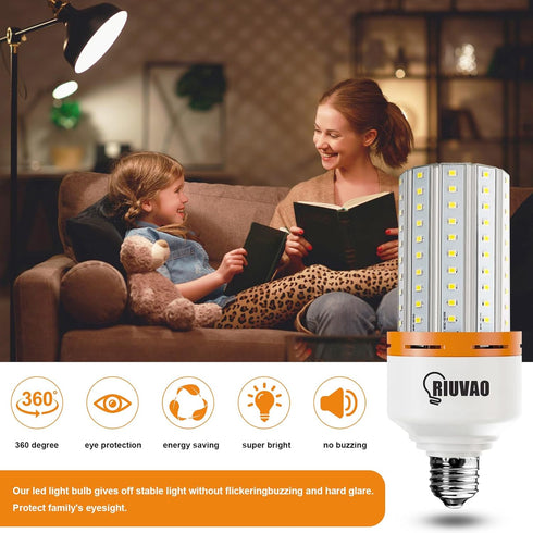 2 Pack 50W LED Corn Light Bulb, 6250 Lumen 400W Replacement, E26 Cool Daylight White, Indoor Outdoor Application