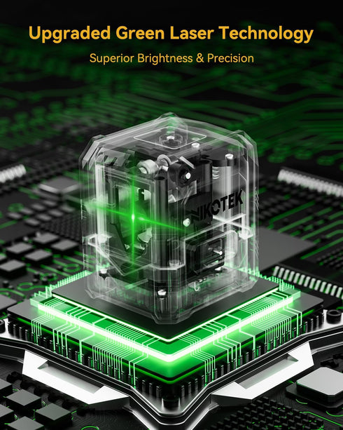 Nikotek Laser Level with Tripod, Self-Leveling Green Beam Horizontal and Vertical Cross-Line Laser for Home Decoration