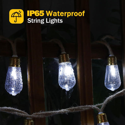 24FT 8 Bulb (New) Outdoor String Lights, Hemp Rope LED Patio Lights, Waterproof Modes Plug-in Edison Lights