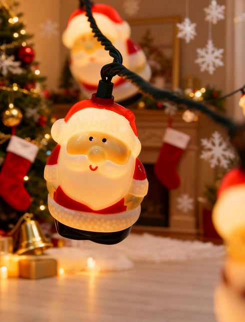 Xingzd 8.5Ft 10 Bulbs, Christmas Santa Light, Christmas Decorations String Lights with Santa Claus Plug in Hanging