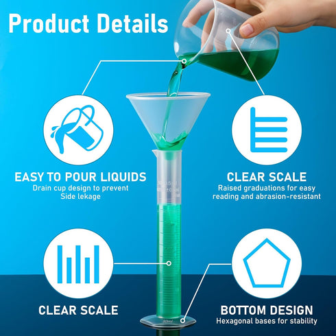 Tellegloww 16 Pack 4 5 5 Pack 1 1 Set Graduated Cylinder Plastic Beaker, Includes Pcs Graduated Cylinder, Pcs Plastic