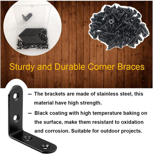 24Pcs 40x40mm 90 Black L Bracket Corner Braces Stainless Steel Small Shelf Bracket for Wood, Shelves, Wall Hanging