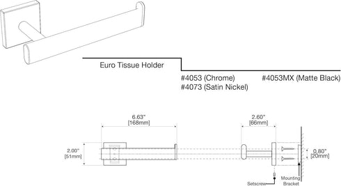 Gatco 4053 Elevate Euro Tissue Holder, Chrome
