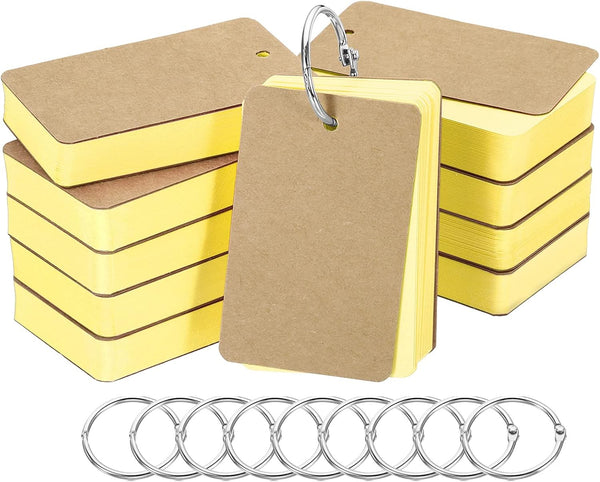 PATIKIL Blank Index Cards with Ring - 500Pcs Colored Flash Card 3.5" x 2" for Memory Learning & Studying