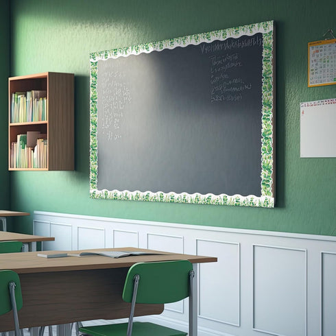 Capoda 24 Pcs Magnetic Eucalyptus Bulletin Board Border, Green Leaves Die Cut Trim for Classroom Office Decor
